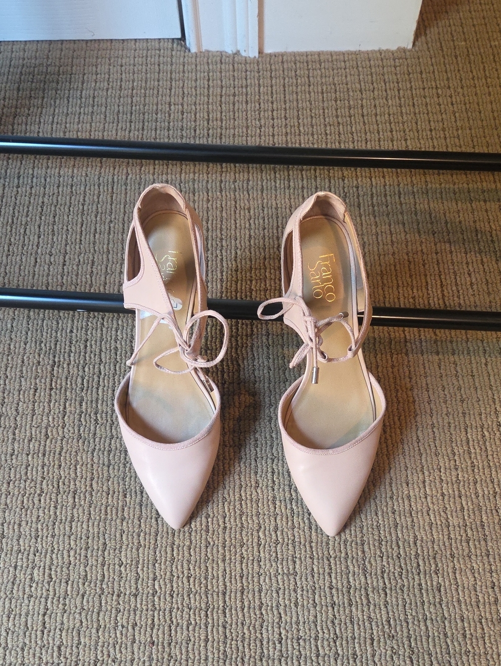 Franco Sarto Blush Pink Pointed-Toe Lace-Up Heels NWOB